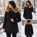 Attentif Echtfell Parka Schwarz