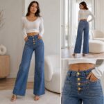 Jeanshose Knöpfe Blau