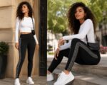 Leggings mit Strass Streifen
