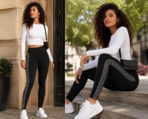 Leggings mit Strass Streifen